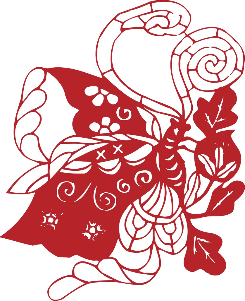 中国风传统民俗吉祥喜庆镂空剪纸窗花图案插画AI矢量PNG设计素材【167】